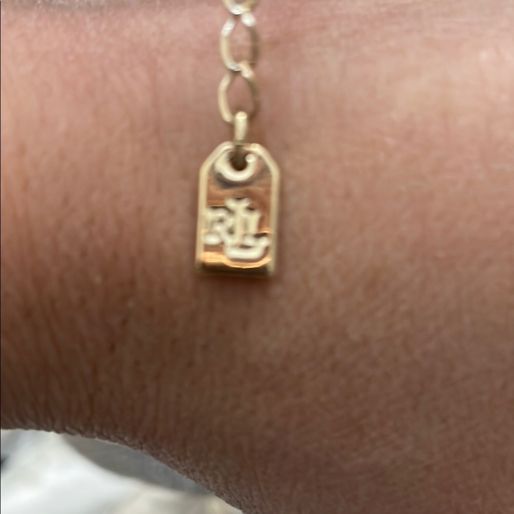Lauren Ralph Lauren Blue and Gold Geometric Necklace - Picture 2 of 9